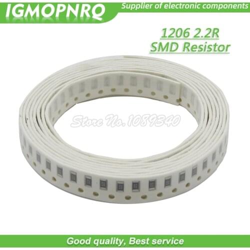 100PCS 1206 SMD Resistor 1% resistance 2.2 ohm chip resistor 0.25W 1/4W 2.2R 2R2 IGMOPNRQ
