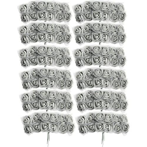 144 Pieces Artificial Miniature Foam Rose Flower Wedding Bridal Bridesmaid Bouquet Engagement Anniversary DIY Craft Decoration