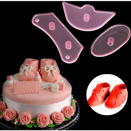 3pcs/set Pink Large Baby Shoes Cookie Cutters DIY Cake Mold Spring Biscuit Fondant Cutter Mould Baking Sugarcraft