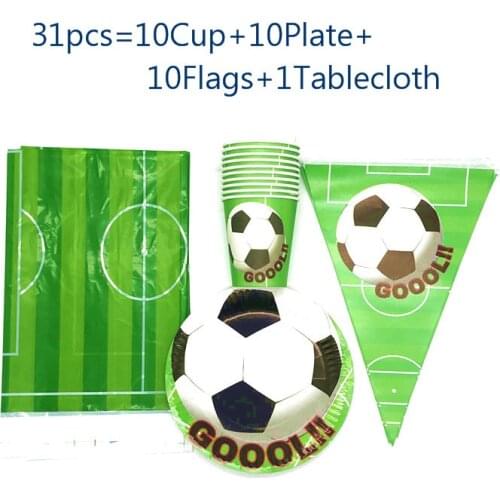 31/61 pcs Football theme birthday party tableware set Napkin Cups Tablecloth Flag straw Kids Favor Boys Party Decoration