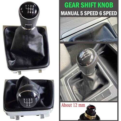 5/6 Speed Manual Gear Shift Shifter Knob Lever Stick Gaiter Boot Cover For VW Golf 7 MK7 2013 2014 2015 2016 2017