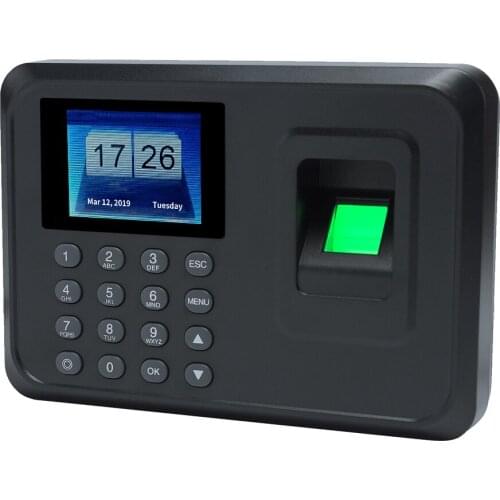 A5 2.4in TFT Biometric Fingerprint Time Attendance System Clock Recorder Office Recording Device Electronic Machine EU Plug