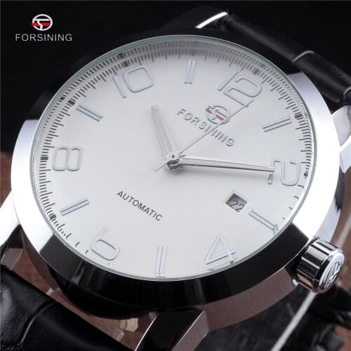 Casual Original Forsining Brand Mens Day Auto Mechanical Watches Business Wristwatch Leather Strap Gift Dress Automatic Watch