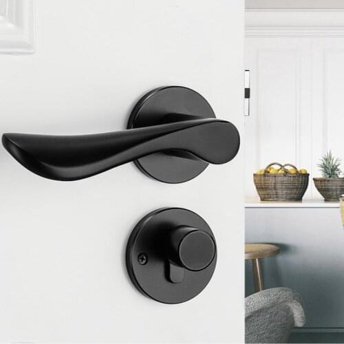 Door Handle Black Space Aluminum Door Handle Indoor / Bedroom Door Lock Split Mute Door Lock, Door Hardware