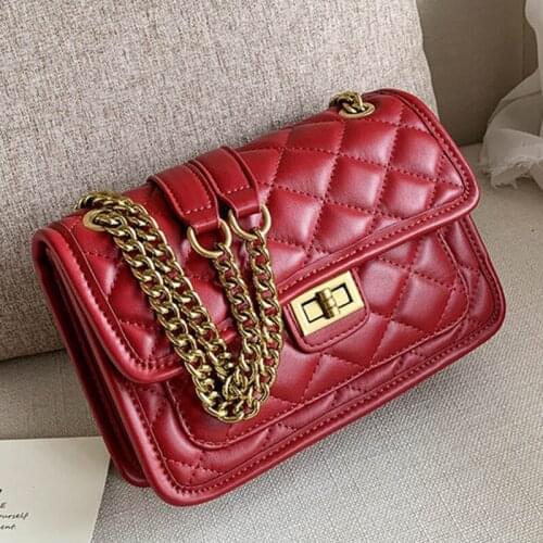 Chain Design PU Leather Crossbody Bags For Women 2020 Brand Fashion Solid Color Shoulder Handbags Female Travel Cross Body Bag