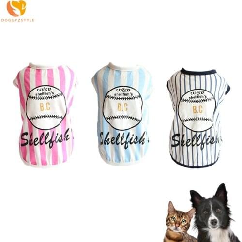 DOGGYZSTYLE New Summer Pet Dog Clothes Striped Shirt Vest Hoodies Puppy T Shirt Vest For Small Large Dogs Chihuahua Yorkshire