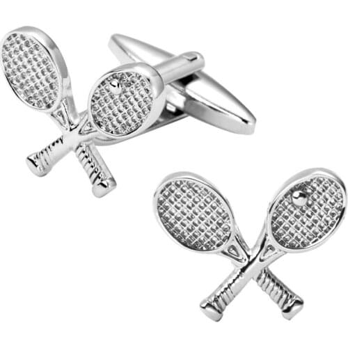 DY-4 High quality mens jewelry shirt cuff Cufflinks sport tennis racket brass Silvery Cufflinks wholesale and retail