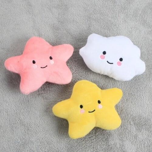 1pc Sounding Puppy Dog Chew Toy Fruit Vegetable Chicken Drum Bone Squeak Toy for Cat Pets Plush Red Radish Bone Star Donut