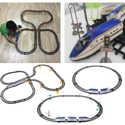 Classic Train Set for Kids with Headlight, Cars and Tracks Battery Operated