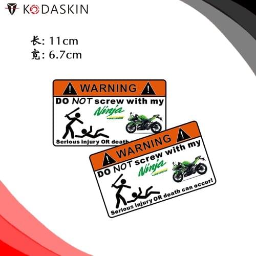 KODASKIN for NINJA400 2 Pieces Green Word Do Not Screw Warning Sticker Decal