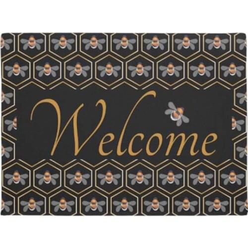 Honeycomb And Bees Welcome Doormat Home Decoration Entry Non-slip Door Mat Rubber Washable Floor Home Rug Carpet
