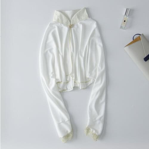 Lace High Collar Poncho Women Brooch Cape Coat Anti-UV Soft Veste Cape Femme Suitable For Driving Sun Protection Cardigan Summer