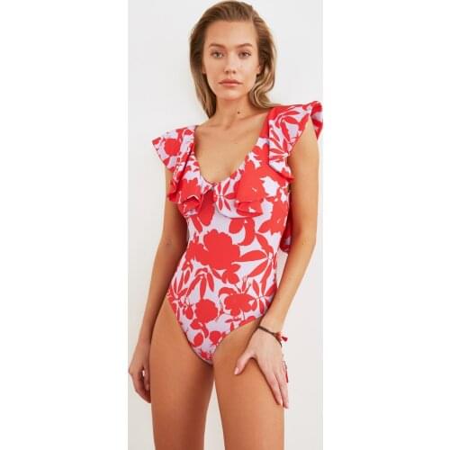 Trendyol Colorful Flower Pattern Swimwear TBESS21MA0278