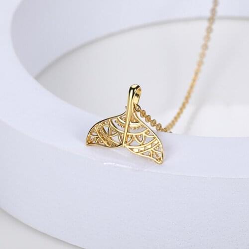 Fashion Boho Hollow Fishtail Pendant Necklace For Women Girl Gold Stainless Steel Choker Chain Jewelry Family Friend Gifts