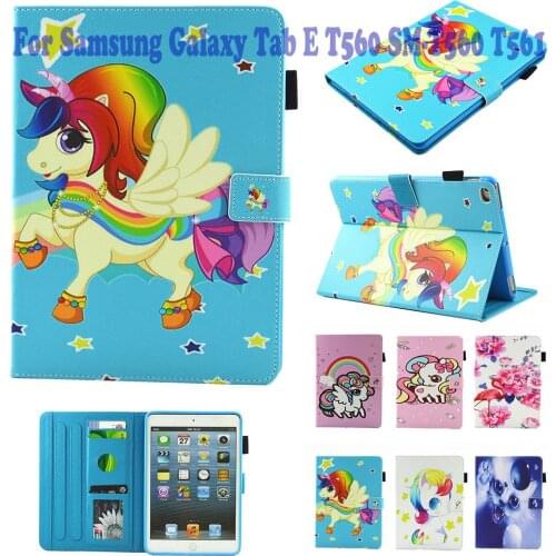 Fashion Cat Print Flip PU Leather For Samsung Galaxy Tab E 9.6 Case For Samsung Galaxy Tab E T560 SM-T560 T561 Smart Cover Cases