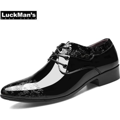 Mens Dress Shoe Clould Patent Leather Men Wedding Oxford Shoes Lace-Up Office Suit Mens Casual Shoes Luxury Italian Plus Size