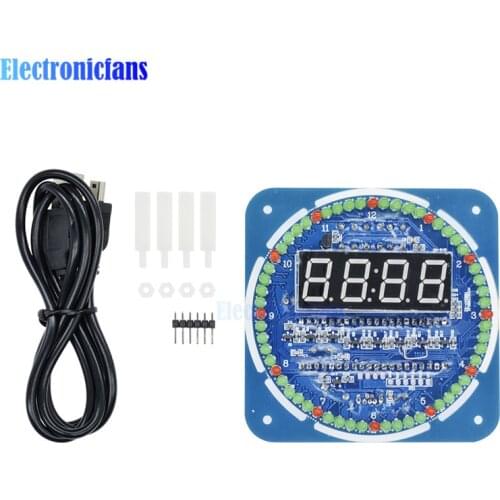 Assembled DS1302 Rotating LED Electronic Digital Clock Kit 51 SCM Learning Board 5V