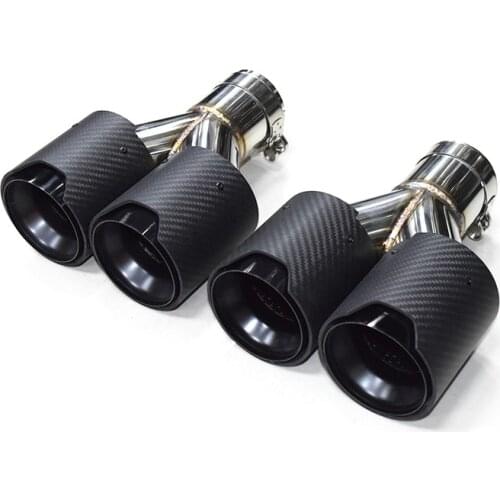 1 Pair Dual M Performance Matte Black Carbon Fiber Exhaust Tip Y Shape Muffler Tip Tailpipe For BMW Car Universal Exhaust
