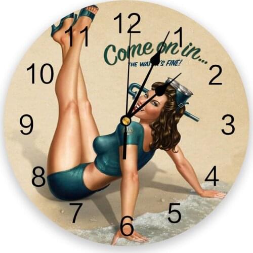 Beautiful Girl Retro Wall Clock For Home Decoration Living Room Quartz Needle Hanging Watch Modern Kitchen Clock