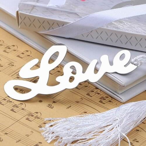 Wholesale 50PC Love Bookmarks With Tassel Metal Bookmark Stationery Party Decoration Birthday Gifts Business Wedding Gifts