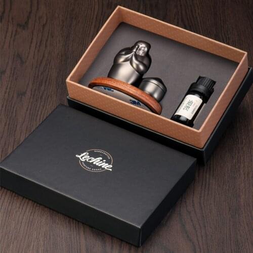 1 Set Gift Box Liquid Perfume Luxury Buddha Unique Design Metal Car Fragrance Auto Car Air freshener Good Smell Business Gift