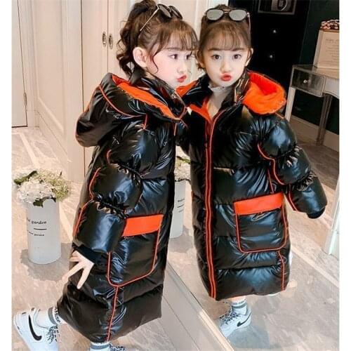 Russian Winter Down Cartoon Jacket for Girls Boys Warm Hooded Parka Thick Long Clothes Girls Snowsuit -30 Degrees Coats For Kids