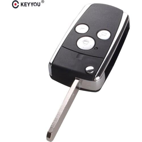 KEYYOU Modified 3 Button Remote Flip Folding Car Key Shell Case Keyless Fob Cover Replacement For Honda CRV Fit Accord Pilot