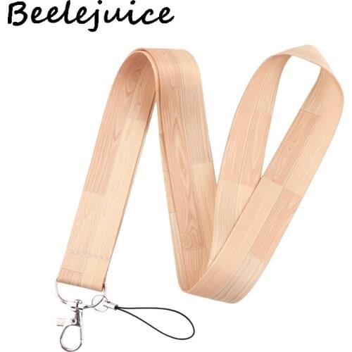 24pcs Wood Texture Neck Strap Lanyard keychain Phone Strap ID Badge Holder Rope Key Chain Keyrings Accessories Webbings Ribbons