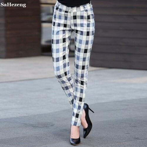 Женские брюки в клетку SaHezeng China At AliExpress