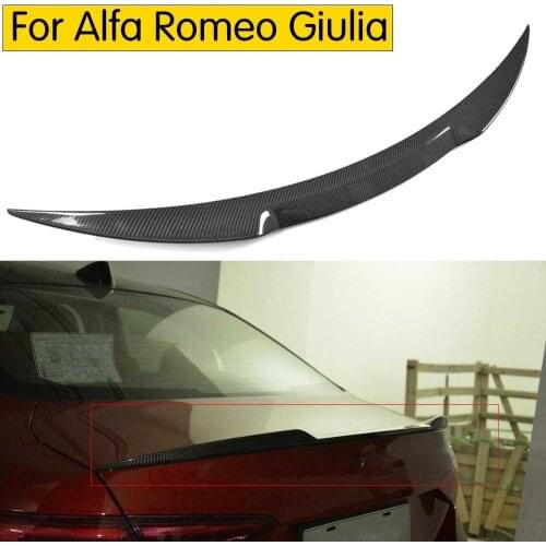 For Alfa Romeo Giulia Spoiler Carbon Fiber Rear Trunk Spoiler Black Finish Quadrifoglio Verde 2015-2017