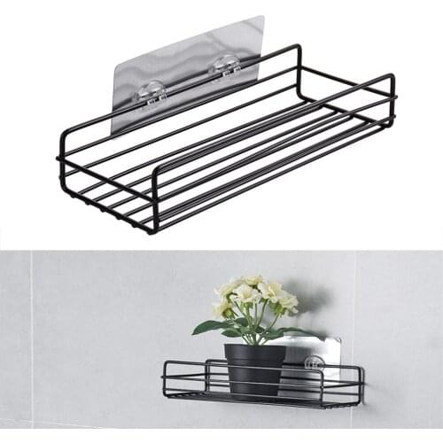 Punch Free No Drilled Adhesive Bathroom Shower Storage Shelf Kitchen Spice Jar Organizer Soap Storage Rack