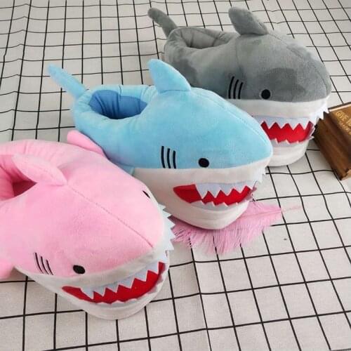 Creative Female Shark Shoes For Women Cartoon Furry Slippers Home Girls Indoor Fur Slides Winter Warm Shoes 2020 New Arrival