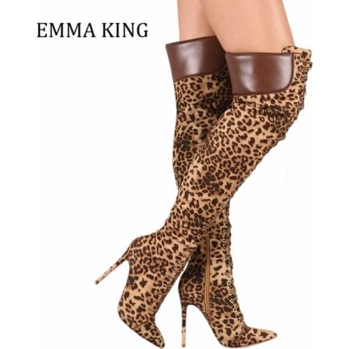 2020 Winter Women Lace Up Over The Knee Boots Faux Suede Pointy Toe Thin High Heel Gladiator Boots Sexy Ladies Botas Altas Mujer
