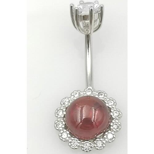 925 sterling silver belly ring garnet navel piercing jewelry for women