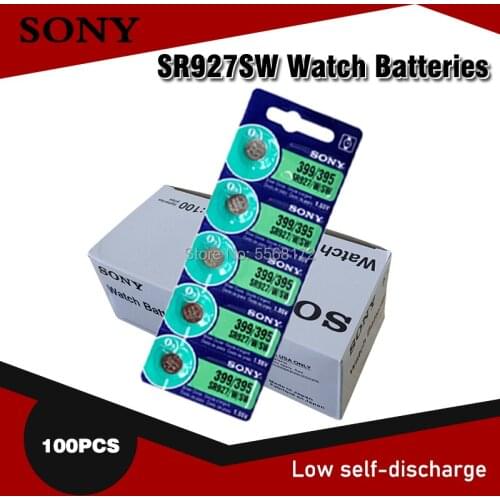 100pcs/lot Sony 100% Original 395 SR927SW 399 SR927W AG7 LR927 1.55V Silver Oxide Watch Battery Watch Battery MADE IN JAPAN