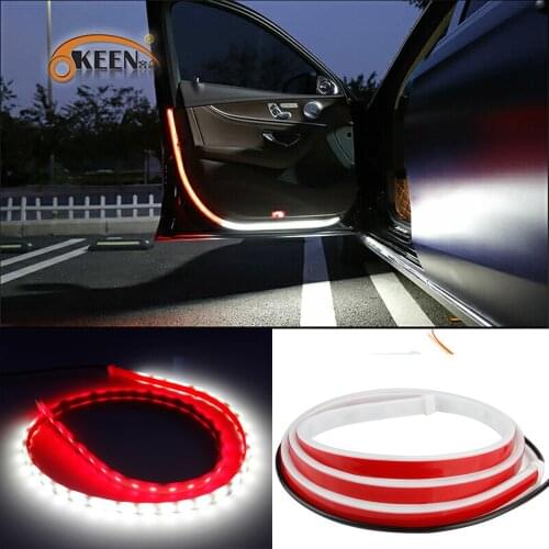 4pcs Car Door Decoration Light Strips Car Styling Strobe Flashing Light Safety 12V LED Opening Warning LED Lamp Strip Waterproof