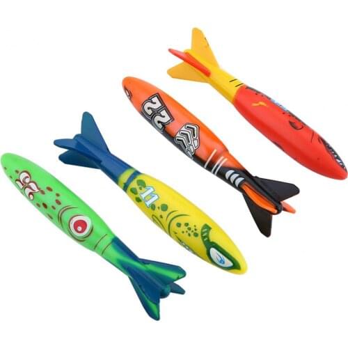 4pcs Children Swimming Pool Toy Rubber Diving Underwater Rocket Play Water Fun Pool Float Toys Kid Swimming Pool Accessories