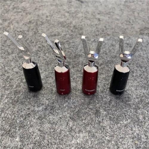 4Pcs Speaker Banana Plug 1003 Series Silver Spade Connector for DIY HiFi Audio Cable Adapter