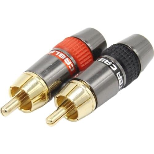 4pcs/lot DIY RCA Plug HIFI Goldplated Audio Cable RCA Male Audio Connector Gold Adapter For Cable