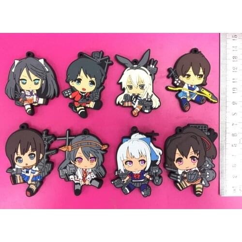 8pcs/lot Kantai Collection Original Japanese anime figure rubber Silicone sweet smell mobile phone charms/key chain/strap