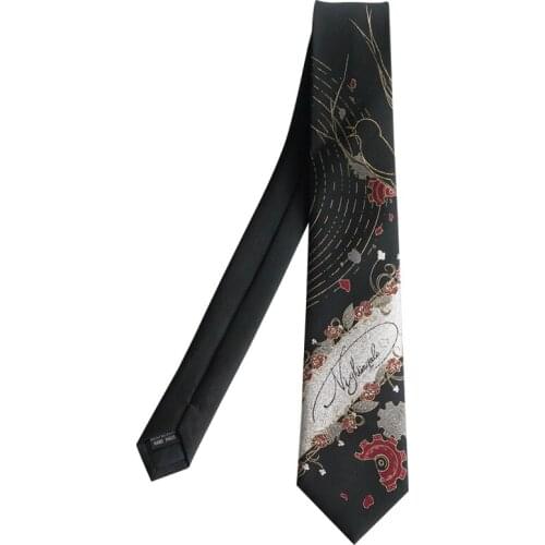 Free Shipping New Male mens Original design printed Black tie students retro gift necktie Nightingale Bronzing Academy Style