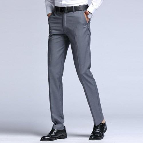 Trousers Solid Color Slim Pants Men Clothing for Business