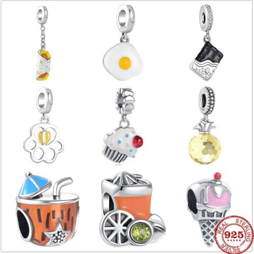 New Original Silver Chicken roll coconut Charm Bead fit Pandora charms silver 925 beads Bracelet for women DIY Jewelry Gift