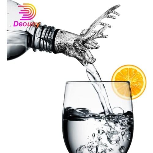 DEOUNY Deer Head Liquor Pourer Jagermeister Plug Creative Wine Bottle Stopper Drinker Home Drainer Cap Zinc Alloy Bar Tools