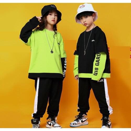 Kids Cool Hip Hop Clothing Sweatshirt Top Running Jogger Pants For Girls Boys Jazz Dance Costume Clothes Street Dance Outfit