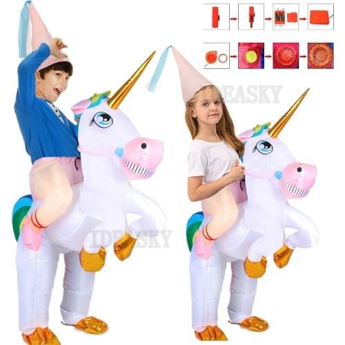 Kids Girls Inflatable Unicorn Costume Boys Animal Cosplay Costumes Child Party Dress Anime Mascot Carnival Halloween Costum