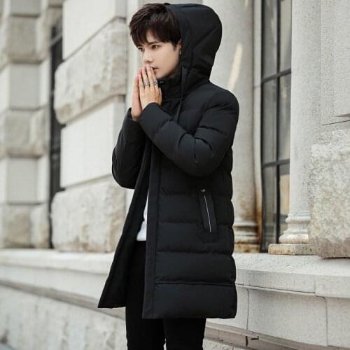 KKSKY Black Hooded Mens Jacket Coat Long Parkas Male Winter Coats Thick Fashion Zipper Homme Clothing Casual Masculine Jacket