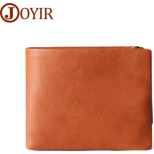 JOYIR Men Wallet Rfid Genuine Leather Coin Purse For Men Vintage Card Holder Trifold Cowhide Short Wallet With Coin Pocket