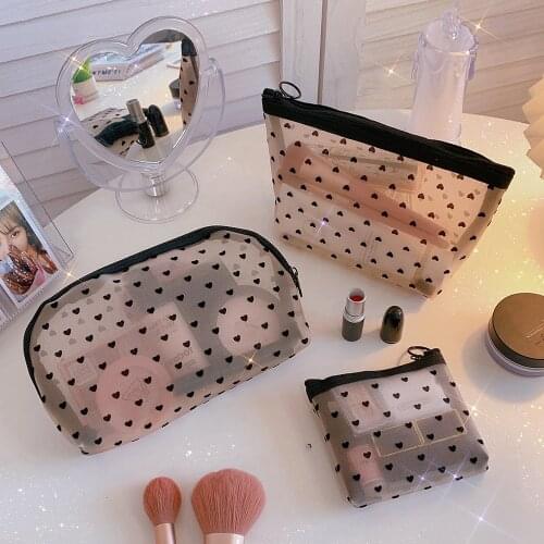1PCs Women Men Necessary Cosmetic Bag Transparent Travel Organizer Fashion Black Toiletry Bags Mesh Makeup Pouch Storage Bags