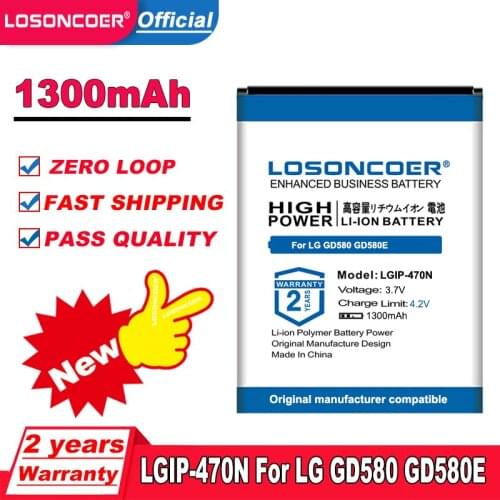 LOSONCOER 1300mAh LGIP-470N Mobile Phone Battery For LG GD580 GD580E Batteries